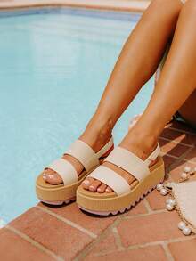 Women's Fashionable Platform Sandals, Casual Elegant Water Sandals, Open Toe Comfortable & Lightweight. Soft Insole & Antislip, Suitable For Commuting, Vacation, Waterproof Summer Beach Walking New Arrival Sandals - 杏紫色 - 查看 1