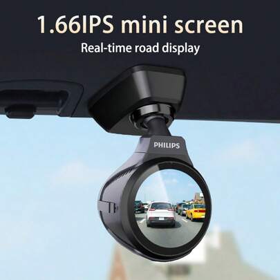 PHILIPS 飞利浦 4K 行车记录仪，前后双录，语音控制，24 小时停车监控，带 1.66 英寸屏幕，360° 可调节