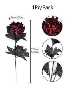 MEHELANY 6/3/1支勃艮第大丽花，人造大丽花茎，丝绸大丽花花束，长茎花卉，适用于万圣节、丰收节、DIY、哥特式新娘婚礼、新娘捧花、丰收主题桌面装饰、维多利亚风格家居派对装饰、家居装饰、万圣节装饰、房间装饰 - 酒紅色 - 查看 12