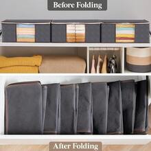 6 Pack Clothes Large Storage Bag, Foldable Storage Bin Closet Organizer With Reinforced Handle, Sturdy Fabric Blanket Storage With Clear Window, Storage Containers For Clothing, Bedding, Gray, (35L/90L) - View 9