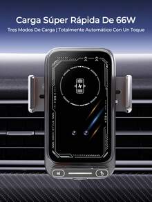 REMAX Cargador de coche totalmente automático con un solo toque, carga inalámbrica de 15W y carga magnética de 66W y carga por cable, apertura y agarre automáticos, rotación de 90° con un solo toque, batería recargable incorporada de 200mAh, cargador para iPhone, cargador Tipo C, accesorios para coche, artículos esenciales para coche - Titular - Ver 2