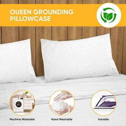 Conductive Grounding Pillowcase - Breathable PU Fabric, Washable Earthing Pillow Cover - For Improved Sleep Quality & Relaxation(19.7 * 30 Inch)