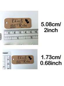 Etiquetas de regalo personalizadas con tema de boda, personalizables con nombre y fecha, hechas de cuerda de yute y de forma rectangular. Están disponibles en cartulina para fiestas, cajas y otros materiales. Estas etiquetas se pueden personalizar como etiquetas de boda, etiquetas con nombre de boda personalizadas, etiquetas de agradecimiento, decoraciones de fiesta y están hechas de papel kraft. - Multicolor 3 - Ver 2