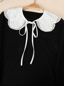 1pc Women's White Peter Pan Collar Ruffle Decor Fashion Shawl Collar, Suitable For Daily Wear,Festival,Travel,Disco,Graduation Outfit - A-white - View 5