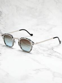 1副男女通用方形复古休闲时尚太阳镜 - 彩色 - 查看 6