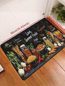 1pc Black Board Doodle Food Themed Kitchen Mat, Modern Minimalist Absorbent Quick-Dry Kitchen Carpet, Home Decor Carpet, Floor Covering, Runner Rug, Long Kitchen Mat, Entryway Non-Slip Mat, Kitchen Set Foot Pad, Waterproof Oil-Proof Mat, Food Ingredient Themed Kitchen Mat, Food Healing Home Decor, Kitchen Dirt-Resistant Essentials, Housewarming Dining & Kitchen Decor, Kitchen Stove, Sink Corridor Runner Rug, Suitable For Whole Kitchen & Dining Area - Food Illustrations - View 12