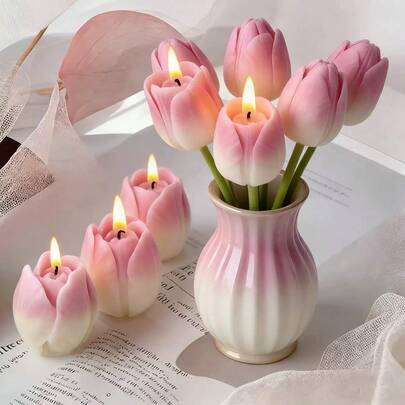 Khuôn silicon hình bó hoa tulip, thích hợp làm khuôn nến thơm trang trí nhà cửa, khuôn xà phòng thủ công DIY, khuôn làm đồ thủ công bằng nhựa.