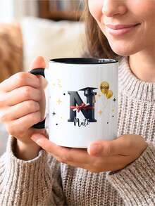 Cốc sứ quà tặng tốt nghiệp cá nhân hóa 11oz, cốc sứ in tên theo yêu cầu, dễ vệ sinh, chất lượng cao, thích hợp cho trà sữa, nước ép, cà phê, nước nóng, bao gồm các chi tiết mũ cử nhân, thạc sĩ và tiến sĩ cùng thiết kế chữ cái. - Nhiều màu 3 - Xem 10