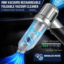 SUITU 可折叠车载吸尘器,USB充电,无线手持便携式吸尘器 - 汽车配件,配备无刷电机、11.1V 2000mAh双锂离子电池、5000/9000Pa双吸力,附带吸尘器配件,适用于清洁汽车内饰、家居、办公室、宿舍和宠物。绝佳礼品。 - 無線 - 查看 4