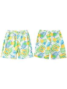 Family Matching Swimsuit Pineapple Print Ruffle Hem One Piece Bathing Suit Women Kids Girls Beachwear Swim Trunks Men&Boys Swimwear For Whole Family - 男士 - 查看 8