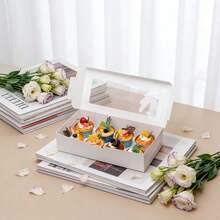 5个/10个/15个装方形面包盒，带透明窗口，也可用于装巧克力、草莓等甜点，例如甜甜圈、馅饼、饼干、松饼、蛋糕等，适合节日、生日、派对等场合。 - 彩色 - 查看 9