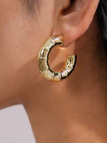 Bộ 6 khuyên tai dáng chữ C kiểu cổ điển. Đơn giản và đa năng. Cao cấp và thời trang. Bộ trang sức tai mang phong cách thanh lịch. - Vàng - Xem 3