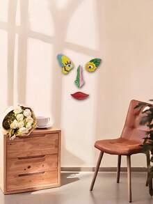 Quirky Face Art Garden Decor Set, Colorful Butterfly Sunflower Lips Resin Wall Decor, Outdoor Yard Tree Sculpture - Multiple Styles - View 6