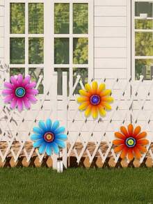 1pc/4pcs Metal Floral Decor Suitable For Home, Garden, Party, Wedding, Bedroom, Living Room And Wall Decoration - Multicolor - View 9