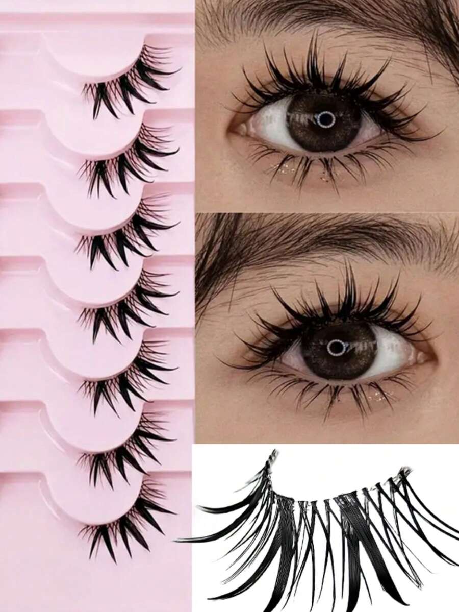 Mi giả kiểu Thái nửa dải hình cô gái quỷ – (7 cặp) Thiết kế liền mạch, mềm mại, có dải trong suốt, họa tiết nhiều lớp chuyển dần, chi tiết viền thủ công giống như lông thú, tạo độ dày tự nhiên và hiệu ứng sẵn sàng lên hình, mi giả dày dặn thích hợp sử dụng hàng ngày, trang điểm K-Pop hoặc cosplay. - Xem 1