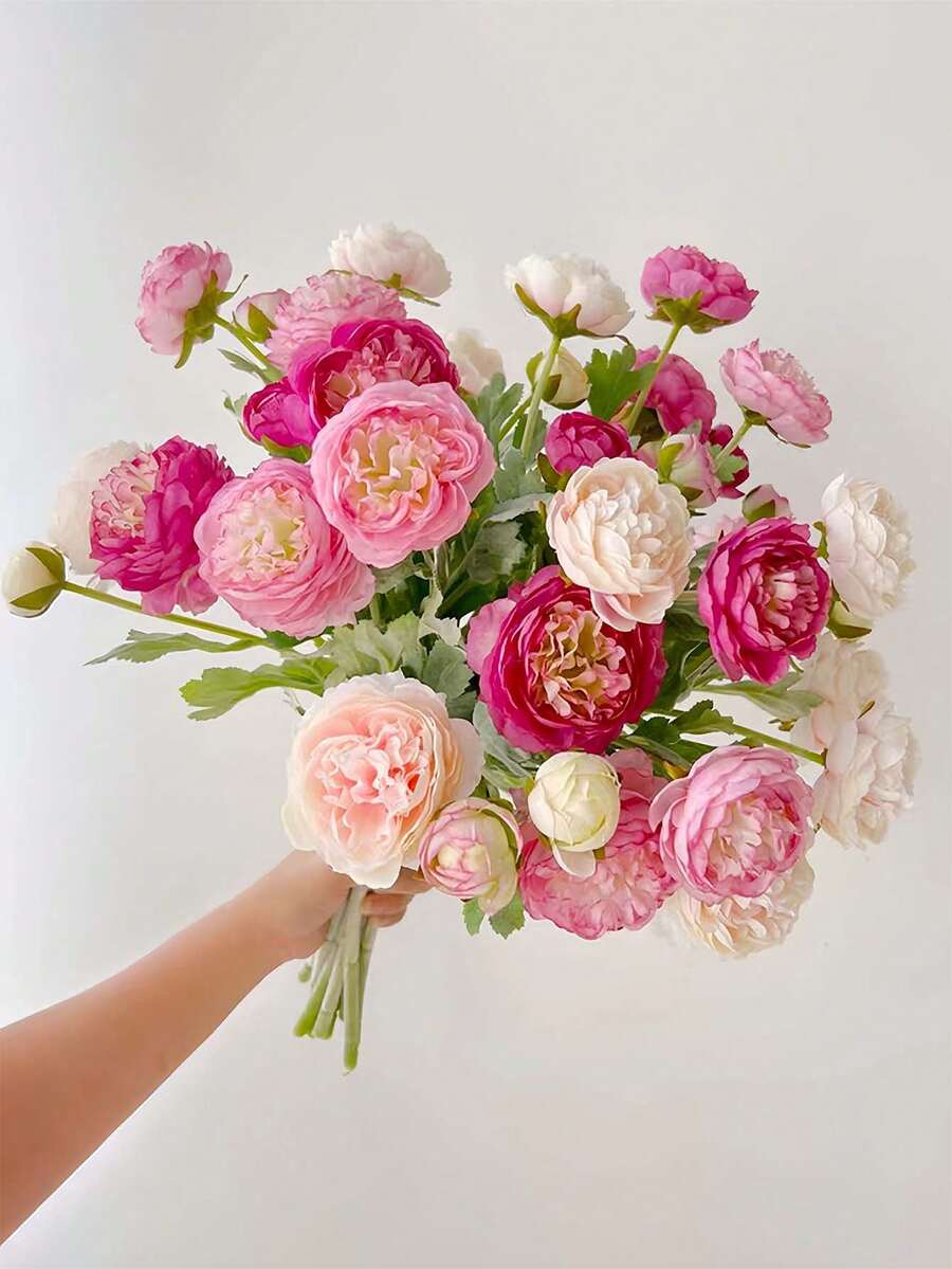 1/3 Stück künstliche Pfingstrosen-Rosen Blumenstrauß mit langem Stiel, geeignet für Heim-Dekoration, Zimmer-Dekoration, Schlafzimmer-Dekoration, Hochzeitsdekoration, Hochzeitshintergrund-Dekoration, Vasen-Dekoration, Garten-Dekoration, Außen-Dekoration, Abschlussfeier-Dekoration, Muttertags-Geschenk - Verschiedenfarbig - Übersicht 1