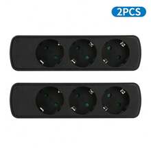 Bộ chuyển đổi ổ cắm điện 3 trong 1 Schuko, ổ cắm chia điện đa năng 16A 230V, phích cắm mở rộng nhỏ gọn tiết kiệm không gian cho gia đình và văn phòng, màu đen/trắng. - Phích cắm loại EU E (220-240V) - Xem 8