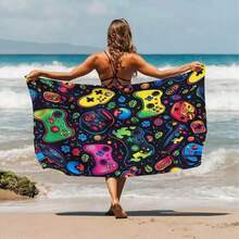 1pc Colorful Handle Pattern Beach Towel, Super Soft Fiber Summer Beach & Bath Towel - 1 - View 3