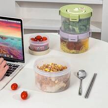 1100ML Round Transparent Plastic Lunch Box, Sealed Leak Proof Bento Box, Portable Fruit Salad Container, Microwave Heated Food Storage Container, Large Capacity Refrigerator Fruit Vegetable Preservation Box, Suitable For Students & Adults To Use At School, Office, Travel, Camping, Picnic, Back To School - Multicolor - View 5