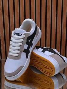Casual Unisex Sneakers, Modern Men's And Women's Sneakers, Black And White, Comfortable - 白色 棕色 - 查看 1