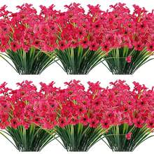 1/3/8Bundles Indoor/Outdoor Artificial Flowers, Fake Flowers Plants, Suitable For Indoor And Outdoor Gardens, Porches, Windowsills, Homes, Weddings, Farmhouses, Etc., Outdoor Artificial Flowers, Non-Fading Fake Plastic Flowers, Fake Plants, Can Be Used For Decoration, Hanging Planters, Kitchen Home Vase Decoration (Hot Pink) - Hot Pink - View 10