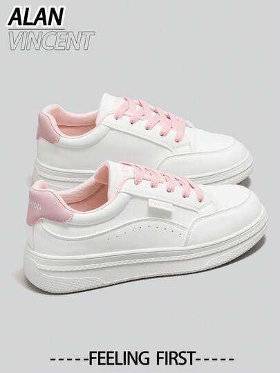  Alan Vincent[Devoluciones y cambios gratis][Serie de zapatos casuales]Nuevos zapatos casuales para mujer, ligeros, suaves y cómodos, zapatillas de moda en blanco y rosa que se pueden combinar con cualquier ropa y pantalón, zapatos clásicos para mujer