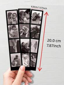 Custom Photo Film Strip, 1pc Personalised Photo Gift With 4 Images, Retro Style Print, Wedding Keepsake, Film Photography Gift, Custom Photo Bookmark,Personalized Customized Photo Strips,Wedding Photo Booth Cover,Movie Frame Save The Card,Editable Template,Personalized Gift,Custom Gift For Birthday,Valentine's Day Gift, - Multicolor - View 3