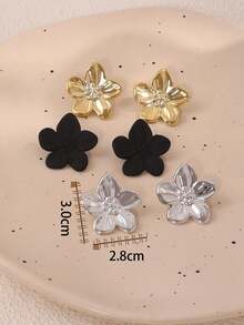 Bộ 6/3/1 đôi bông tai thời trang cổ điển màu vàng, bạc, đen với họa tiết hoa, hình học và hình thoi, phù hợp cho phụ nữ đeo hàng ngày và trong các dịp lễ hội. - Nhiều màu - Xem 7