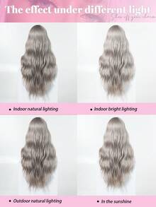 Tóc giả dài 28 inch màu xám ombre gợn sóng thanh lịch có mái, phù hợp để đội hàng ngày, hóa trang cosplay, dự tiệc, Giáng sinh, lễ hội năm mới, lễ hội âm nhạc, quà tặng tốt nghiệp mùa hè. - Màu Xám nhạt - Xem 7