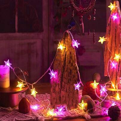 Dây đèn trang trí hình ngôi sao dễ thương chạy bằng pin, thích hợp để trang trí Ramadan, trang trí phòng, trang trí phòng ngủ, đèn trang trí tường, chiều dài 1.5/3/6m.