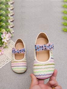 Girls' Woven Bowknot Casual Shoes, Spring/Autumn New Arrival, Soft Sole Anti-Slip Toddler Shoes, Artistic Style Children Princess Shoes - Beige - View 2