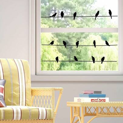 1pc Anti-Bird Window Sticker, Double-Sided Visible Static Cling, Removable & Reusable, Waterproof Glass Decal, Suitable For Balcony, Doors, Windows, Home & Room Decor