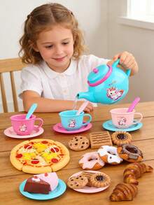 25pcs Girls Afternoon Tea Party Playset, Including Realistic Desserts, Cakes, Coffee & Tea Sets, Gift For Girls - Unicorn Afternoon Tea - View 1