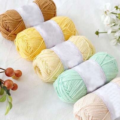 Milk Cotton 4-Ply Milk Cotton Yarn For Slippers, Dolls DIY Hand Knitting, Cotton Yarn