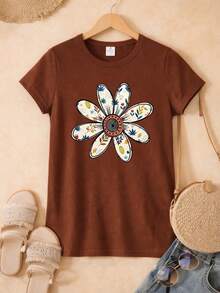 Set Of 4 Women's Printed T-Shirts, 100% Cotton, Casual, Comfortable, Summer Fashion. - 什錦 - 查看 4