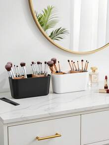 1pc Multi-Compartment Makeup Brush Holder, Lipstick & Cosmetics Organizer Box, Minimalist Vanity Desktop Storage Rack, Makeup Brush Cup - 5 Grids - View 9