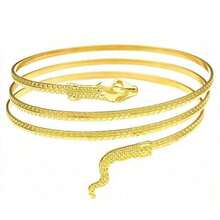 6er Set Metall Armreifen, einzigartiges Seestern Blume Schmetterling stapelbare Armreifen Set für Strandurlaub, Halloween Schmuck - 6PC Gold AT032 - Übersicht 7