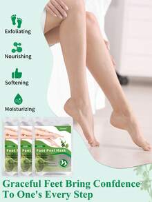5双装足部去角质面膜，荷荷巴油足部去角质去角质，去除死皮并保湿护理，不含酒精，富含透明质酸和甘油，缓解干燥皲裂的脚后跟，软化粗糙的足部SPA袜，皲裂足部去角质面膜（男女通用） - 查看 12