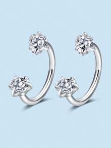 2pcs 18G CZ Star Heart Round Horseshoe Barbell 316L Stainless Steel Cartilage Piercing Jewelry For Women Fashion Accessories - Silver - View 6