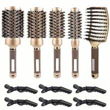 11pcs Gold Ceramic & Aluminum Alloy Hair Brush Set, Ceramic Ionic Technology - Suitable For Blow Drying, Straightening And Creating Curly & Straight Hair - Champagne - View 12