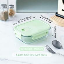 Nueva llegada de moda Caja de almuerzo de vidrio borosilicato reforzado para comer el almuerzo, organizador de refrigerador, caja de almacenamiento de refrigerador, contenedor de almacenamiento de cocina apilable, caja bento a prueba de fugas, apto para microondas y congelador para almacenamiento de cocina&organización de refrigerador - Multicolor - Ver 10