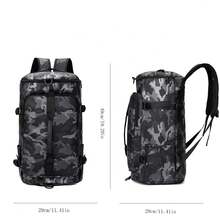 Túi du lịch mới với ngăn đựng đồ khô và ướt riêng biệt, túi đeo vai/ba lô đôi dung tích lớn, túi xách tay/đeo chéo/hành lý xách tay, túi đeo chéo/túi tập gym thời trang, đa năng, tiện dụng, tối giản với ngăn đựng đồ khô và ướt riêng biệt. - màu đen - Xem 7