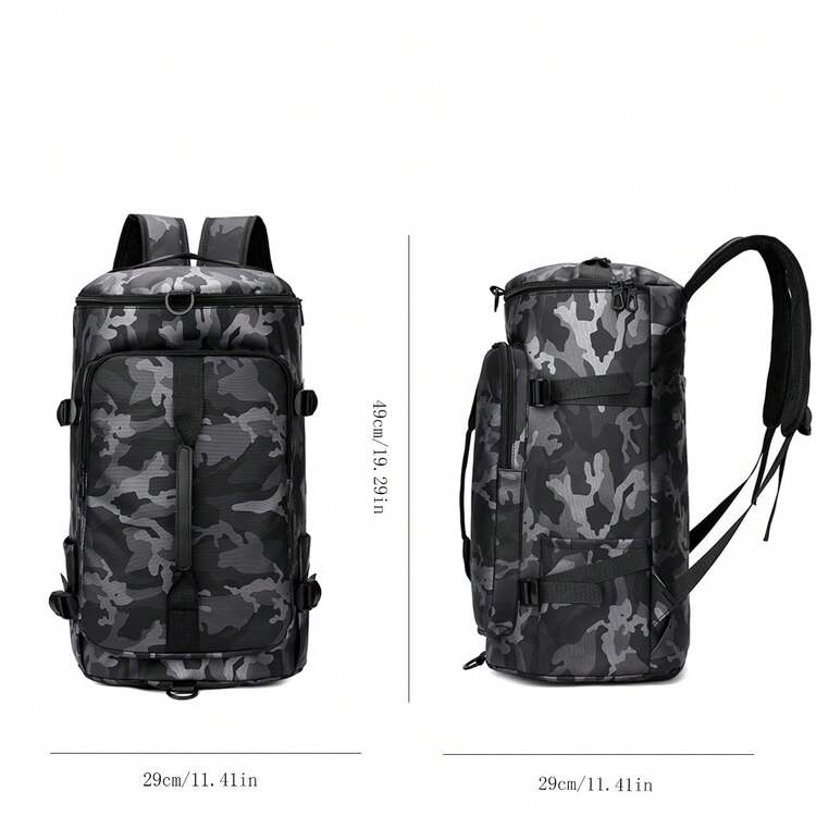 Túi du lịch mới với ngăn đựng đồ khô và ướt riêng biệt, túi đeo vai/ba lô đôi dung tích lớn, túi xách tay/đeo chéo/hành lý xách tay, túi đeo chéo/túi tập gym thời trang, đa năng, tiện dụng, tối giản với ngăn đựng đồ khô và ướt riêng biệt. - màu đen - Xem 7