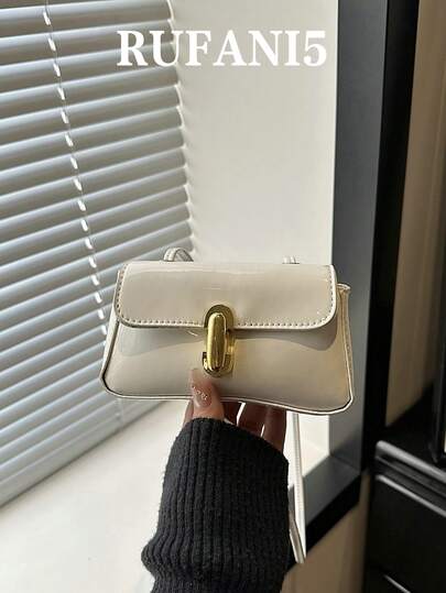 Modischer neuer einfarbiger Mini-Hardware-Schnallen-Dekorationstasche, klassische vielseitige Klapppatentleder-Quadrat-Damen-Umhängetasche, geeignet für Einkaufen, Geldbörsen, Einkaufen, junge Frauen, Studenten, Neuankömmlinge und Büroarbeiter. Sie sind sehr geeignet für Büros, Universitäten, Arbeit, Geschäft, Pendeln, Outdoor-Aktivitäten, Reisen und Ausflüge