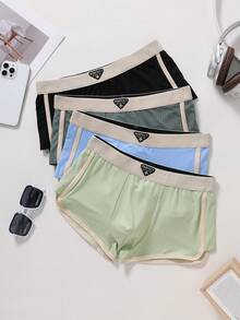 2pcs Men's Plus Size Boxer Briefs, Made Of Milk Silk Fabric, Breathable, Comfortable, And Shipped In Random Colors. - Multicolor - View 2