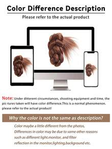 人造发髻、马尾辫、甜甜圈发髻发夹、编织发髻、黑色花朵发髻发夹、羽毛发夹、公主发型、暗黑系风格 - 彩色 - 查看 7