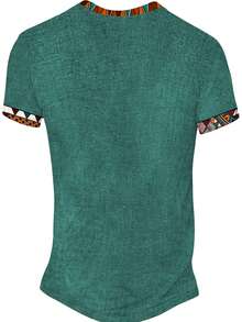 Men's Khaki Short Sleeve Casual Vacation Shirt, Versatile For Summer - Multicolor - View 3