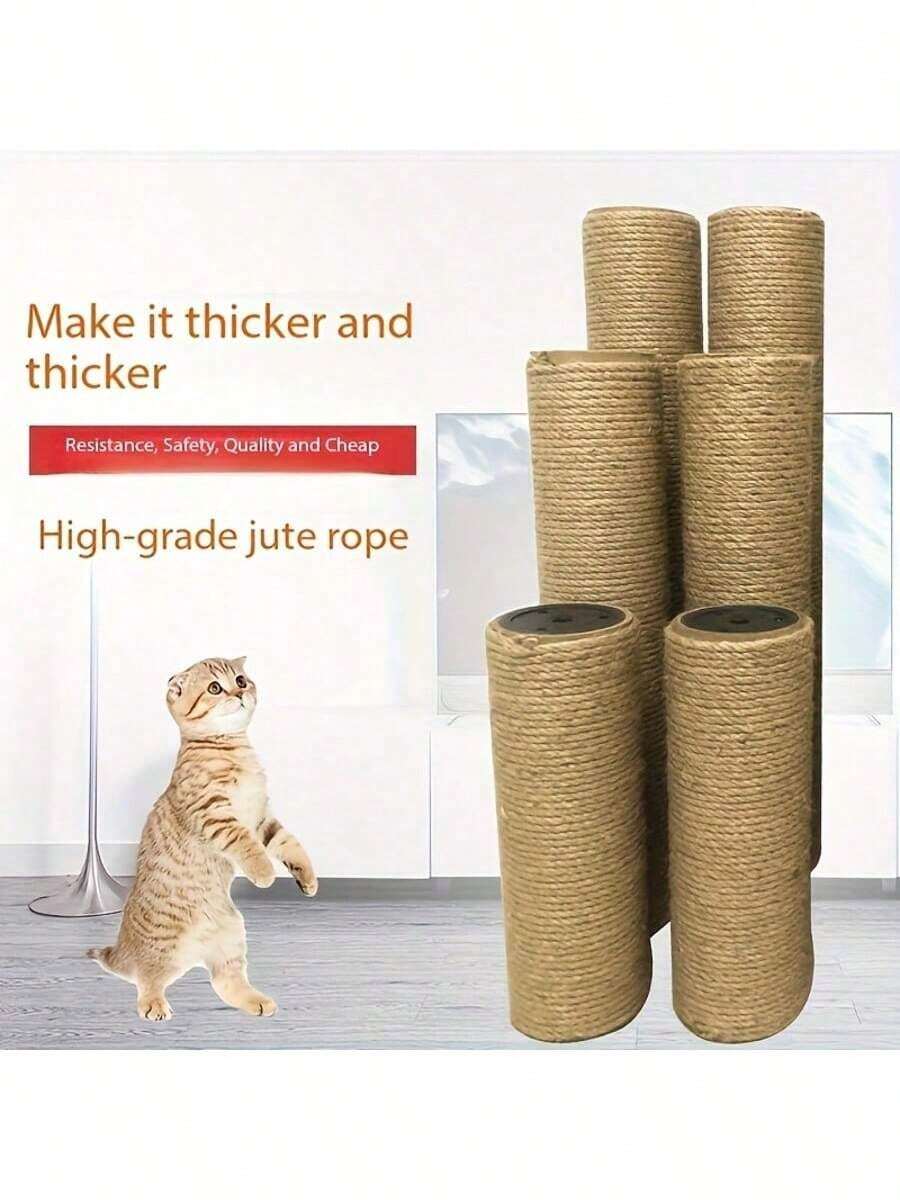 2件/套，直径6厘米剑麻绳猫抓柱，垂直猫树配件杆，耐磨黄麻杆，猫咪DIY搭建材料，含螺丝，尺寸：20厘米、30厘米、40厘米、50厘米 - 黃色 - 查看 1