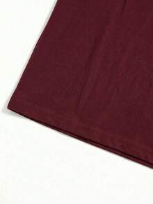 Men's Portugal Letter Slogan #7 Double-Sided Print T-Shirt, Casual Street Style Football Fan Jersey, Wine Red - Red - View 5