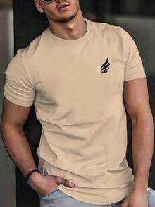 Men's Short-Sleeved T-Shirt With A Round Neck And A Simple Design - Apricot - View 2
